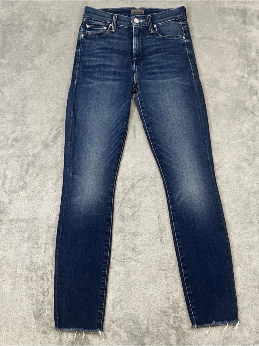 Mother High Waisted Looker Ankle Fray Jeans Women’s 24 Blue Denim Stretch
